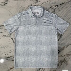 Three Sixty Six Mens Golf Polo Shirt Gray Heather Athletic Medium Like New‎